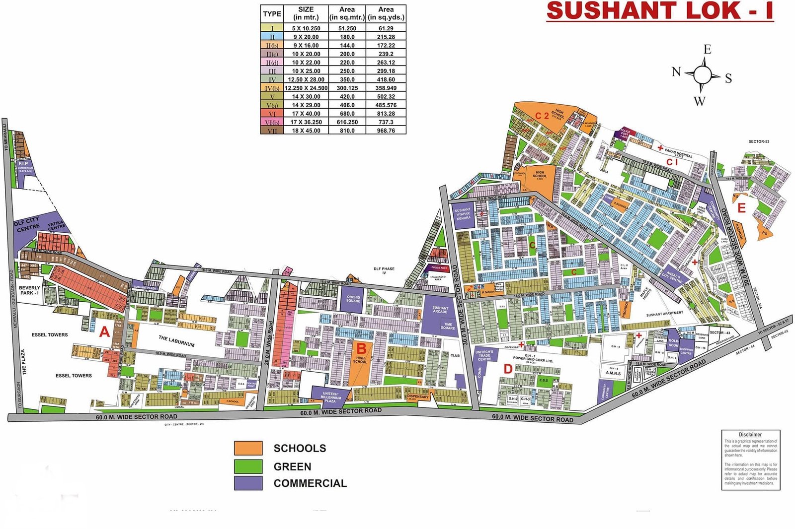 Sushant Lok 1 Map part 1 Sushant Lok 1 plot Map Sushant Lok 1 plot for sale in Sushant Lok 1 gurgaon Block A B C D E - Gurgaon Property Dealer