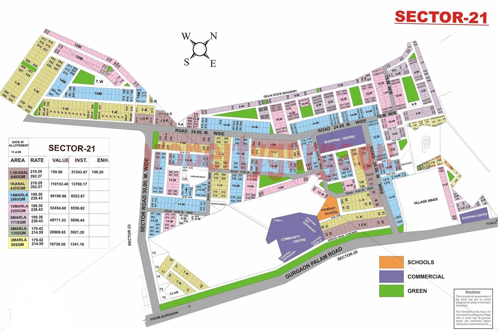 Sector 21 Map Gurgaon | Sector 21 Plot Map | Sector 21 Gurgaon Plot MAP - Gurgaon Property Dealer